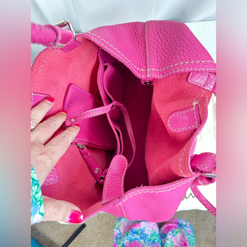 GUC Cole Haan Small Tote Raspberry Raleigh Unit B29527 & Medium Zip Pouch B29544 - Picture 5 of 12